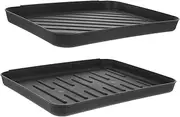 MAGICLULU 2pcs Shoe Plate Pad Defrosting Tray Water Mat Under Sink Tray Outdoor Shoe Storage Rubber Boot Mat Dog Water Tray Small Boot Tray Shoe Bin for Entryway Shoe Rug Plastic Black
