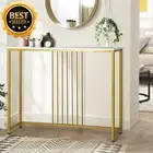 Hallway Console Table with Marble Tabletop Steel Frame Entryway Furniture 95cm