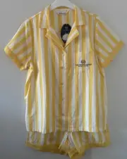Peter Alexander Womans The White Lotus Stripe Shortie PJ Set Size M RRP$129.00