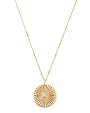 Zoe Chicco 14K Yellow Gold & Diamond Sunbeam Medallion Pendant Necklace, 18