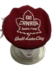 NWT Roots Canada Flat Cap Hat Salt Lake City 2002 Winter Olympics Red Medium
