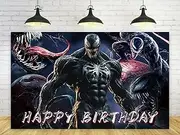 Super Hero Backdrop for Happy Birthday Party Decorations Venom Background for Baby Shower Party Cake Table Decorations Supplies Superhero Theme Banner 5x3ft