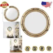 Elegant 22" Round Nautical Gold Porthole Wall Mirror for Vintage Decor