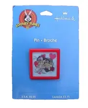 Hallmark PIN Valentines Vintage TASMANIAN DEVIL TAZ HEART Holographic 1998 NEW