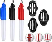 HUIRUMM Golf Ball Line Marker, Golf Ball Alignment Tool Liner Ball Marking Clip,Tool Ball Practice Training Aids Putting with 3 Golf Ball Line Marker Tools & 3 Golf Balls Markers Pens (6 pcs)