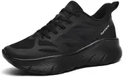 [CXPMY] Summer and Autumn Pair Sports Shoes Lightweight Breathable mesh Casual Shoes Thick Soled Outdoor Shoes, Black, 15