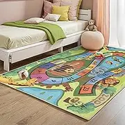 Arty Rugs Machine Washable Rug, 122x170cm, 75% Recycled Cotton, Short Pile, Non-Slip Backing, Non-Shedding, Area Rugs for Living Room, Bedroom, Kitchen, Hallway, Office, Green & Multicolour
