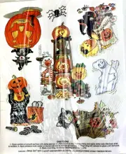 Vintage Halloween Suzys Zoo Window Clings Cat Ghost Pumpkin Spider And Mysteries