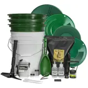 ASR Outdoor 24pc Gold Panning Kit, 5 Gallon Bucket, 10lb Bobby Bo Paydirt, Green