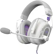 Vsenkes Wired Gaming Headset Portable Stylish 3 Special Sound Effects with Noise Cancelling Mic Headphones for PC for Home Computer, White