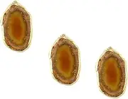 [STOBOK] 3 Pcs Natural Stone Agate Pendant Diy Jewelry Set Gold Filled Pendant Charm for Necklace Bracelet Dangle Keychain Decorative Accessories
