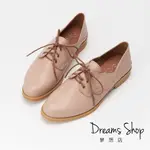 DREAMS SHOP 2WAY_MIT素面真皮可後踩德比鞋 粉色【RL168-11】大尺碼女鞋37-45