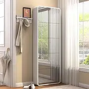 Slim Mirror Shoe Cabinet for Entryway, Narrow Freestanding Shoe Rack with Flip Drawers and Full-Length Mirror, Wood Shoe Storage Organizer for Living Room, Hallway, Closet, and Apartment, White.