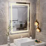Interior Ave - LED Rectangle Frameless Salon / Bathroom Wall Mirror - 80 x 60cm