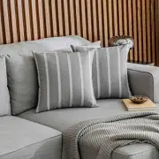 Throw Pillow Covers Transitional Gray Striped 18" x 18" (Pack of 2) Grey