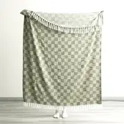 Renee Taylor Nevis Checkered Stone Washed Yarn-Dyed Throw 130 x 170 cms Jade