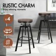 ALFORDSON 4x Bar Stool Retro Kitchen Vintage Chair Industrial Rustic Ezra