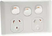 G.E.P. Single/Double/Extra Switch - Power Point - GPO - 10A - SAA (Double Power Point with Extra Switch)