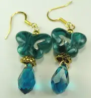 Turquoise Butterfly Lampwork Earrings Turquoise Briolette Crystal Handmade