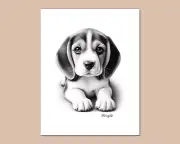 BEAGLE PUPPY Dog Photo Art Illustration Print - 5x7 8x10 or 11x14 (B2)