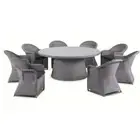 NEW Plantation 8 Seater Outdoor Wicker Round Patio Dining Table + Chairs Setting