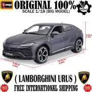 Bburago Lamborghini Urus Car Model 1:18 Gray Diecast Alloy Luxury Collection.