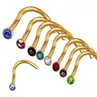 5/10pc Gold Steel Screw Bar Tiny Nose Stud 2mm Mixed Color Gem Lip Ring Piercing