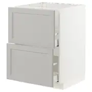 METOD / MAXIMERA base cab f sink+2 fronts/2 drawers, white/Lerhyttan light grey, 60x60x80 cm