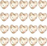 sourcing map 20 Pcs 3D Heart Champagne Nail Rhinestones K9 Glass Crystal Rhinestones Pointed Back Crooked Heart Gems for Nail Charm Art DIY Decoration Craft 8x8mm