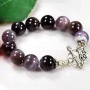 Large Natural Amethyst Beads Knot Silver Bracelet