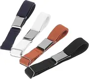 [JEWEDECO] 4pcs Elastic Waist Belts for Boys Lightweight Comfortable Stretchy Belts for Jeans Pants