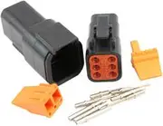 Aeroflow Weathertight Dtm 6 Pin Black Connector Kit Deutsch Dtm Styl - AF49-9106