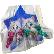 Christmas Star with Two Cute Grey Kittens Throw Blanket