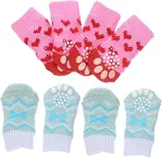 BELLIFFY Dog Socks 4 Pairs of Cotton Paw Socks Breathable Replaceable Fashionable Patterns