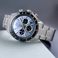 在飛比找momo購物網優惠-【SEIKO 精工】三眼時計 冰藍面盤 不鏽鋼腕錶(SBTR