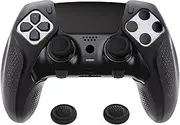 PlayVital Ninja Edition Anti-Slip Half-Covered Silicone Cover Skin for ps5 Edge Controller, Ergonomic Protector Soft Rubber Case for ps5 Edge Wireless Controller with Thumb Grip Caps - Black