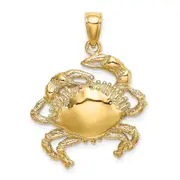 14k Yellow Gold Crab Charm