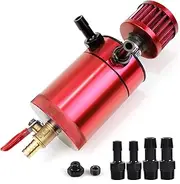 WENJTP Oil Catch Can Kit with 4 Adapters + Breather Filter Drain Valve Plug 2 Ports (1 oulet + 1 inlet) 150ml Universal Aluminum Baffled Oil Reservoir Tank Oil Separator HTRACING
