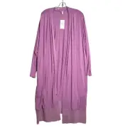 Logo By Lor Goldstein Leticia Open Front Long Line Cardigan Womens 4XP Purple