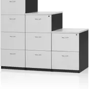 LOGAN FILING CABINET 476mm W x 550mm D x 1339mm H White & Ironstone 4 Drawer