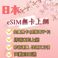 在飛比找蝦皮購物優惠-日本eSIM免插卡 掃碼上網 簡單設定 掃碼立即使用 可熱點