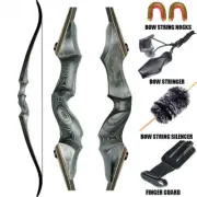 60" Takedown Recurve Bow 25-50lbs Wooden Riser Archery Target Shoot Hunting Bow