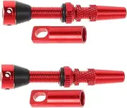TOGEVAL Pcs Red Aluminum Alloy French Vacuum Valve Set for Bike Tubeless Tires Quick Inflation Valve Stem Replacement Kit