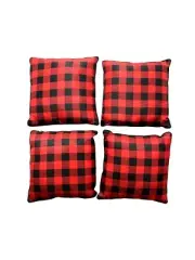 Buffalo Plaid Throw Pillows Red & Black Checkered Pattern Set Of 4