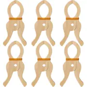 6 Pcs Wooden Play Clip Handmade Giant Clip Toys Wooden Clips for Curtains, Wardrobes, Balcony, Wood Wood Color