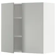 METOD wall cabinet with shelves/2 doors, white/Havstorp light grey, 80x37x80 cm