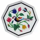 12" Semi Precious Stone Inlay bird Coffee Table Top Marble Corner Table decor