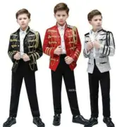 Boys Kids Children Sequin Single Breasted Jacket Dance Show Blazer Loose Coat