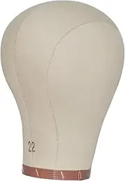 TENOL Canvas Mannequin Head Canvas Block Head Hat Display with Mounting Holes Wig Holder for Making Wigs, Barbershop, Beauty Salon, 22inch
