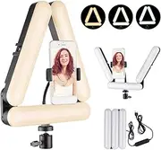 Splicing 3-Panel Light Foldable Lamp P graphy Fill Light with 3 Lig ng Modes Adjustment Tripod Ball Head Phone Clamp for Selfie Video Recording Black and White One Size
